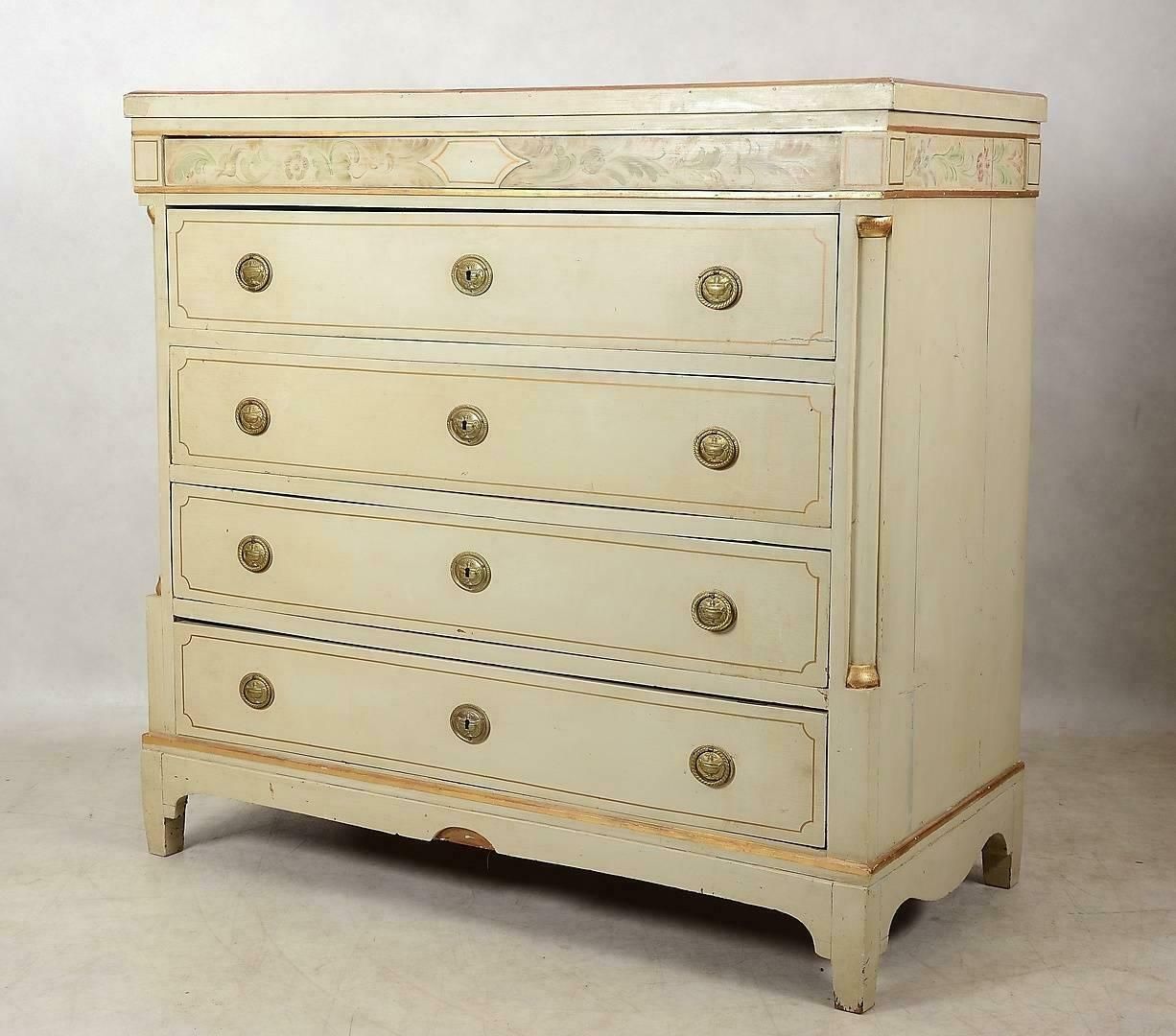 photo furniture Swedish Gustavian Painted Chest Of Drawers Commode Tallboy 19th Century