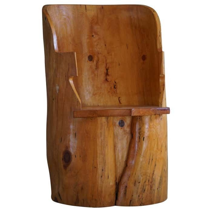 Stump Chair In Solid Birch By A Swedish Cabinetmaker, Wabi Sabi, 1950s