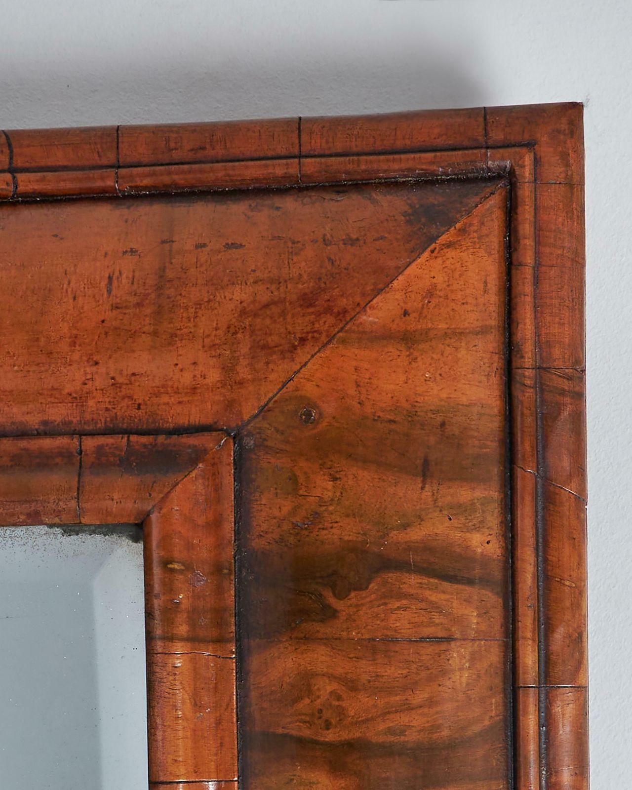 Large William And Mary 17th Century Figured Walnut Cushion Mirror C, 1690 photo for sale