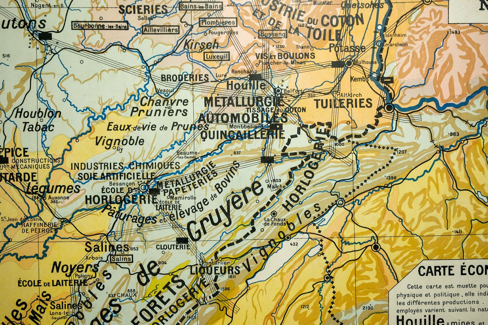photo furniture Original 1950s Large Vintage French Educational School Wall Chart Jura Double Sided Map Beautiful Rare Paul Kaeppelin Lyon Geneva Grenoble