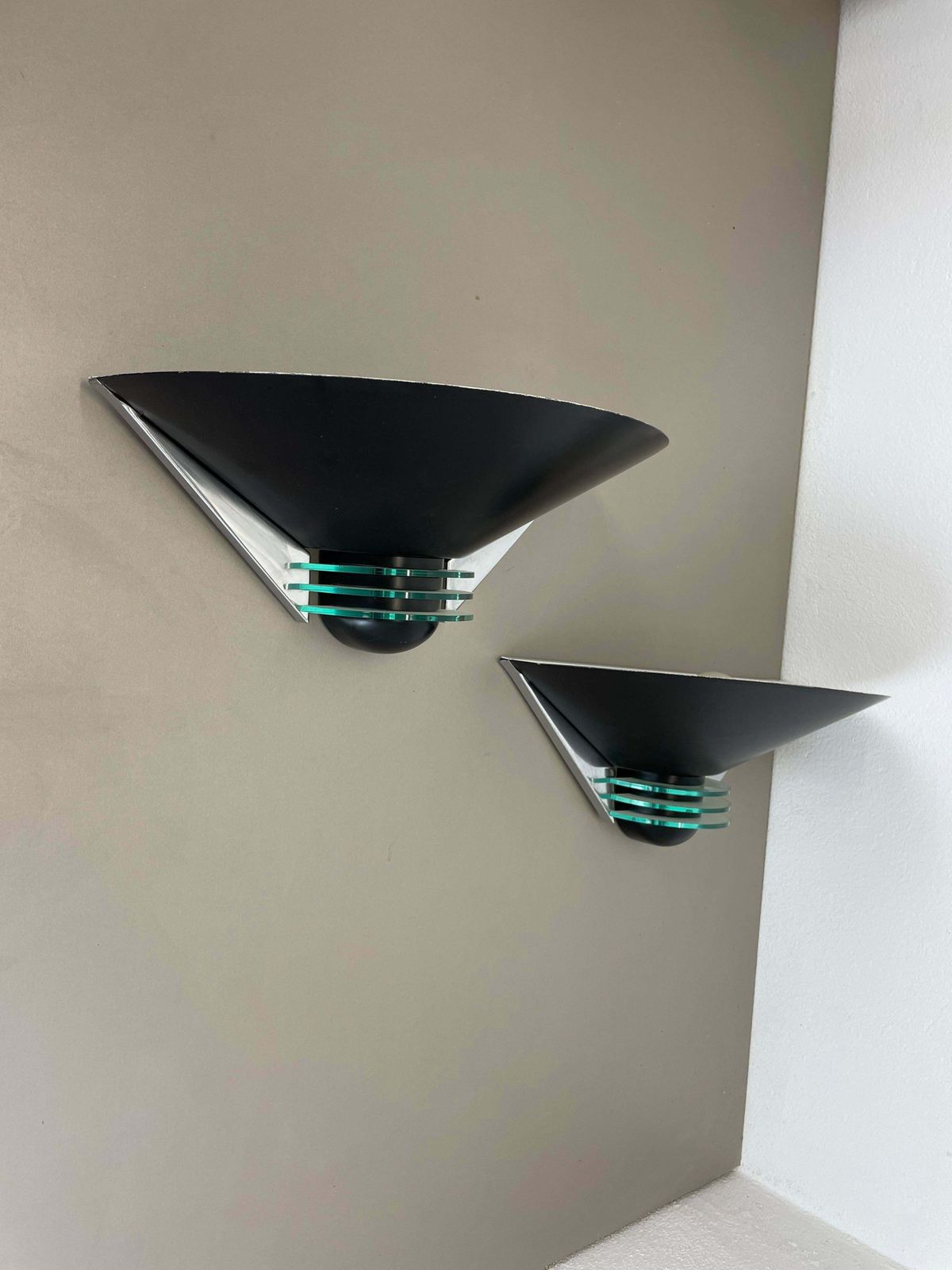 Set Of 2 Metal + Acryl Glass Post Modern Wall Light By Hustadt Leuchten, 1980s photo buy
