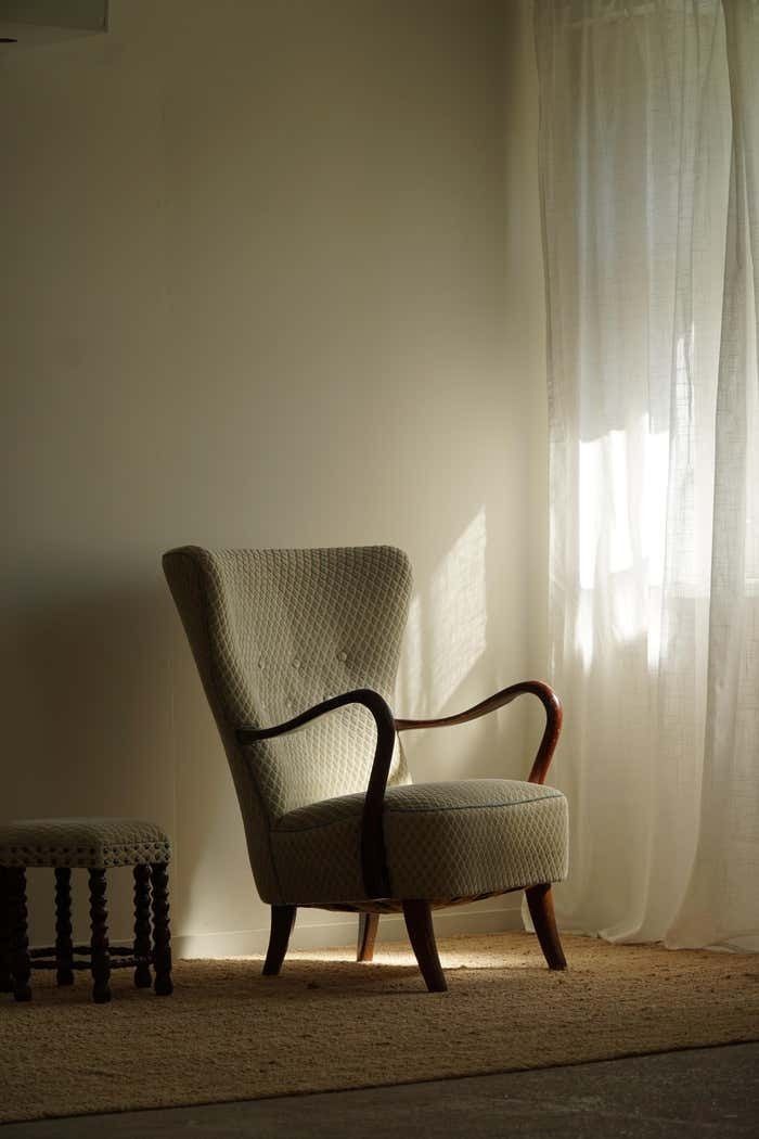 Slagelse Møbelfabrik, Danish Modern Lounge Chairs With Footstool In Beech, 1960s photo for sale