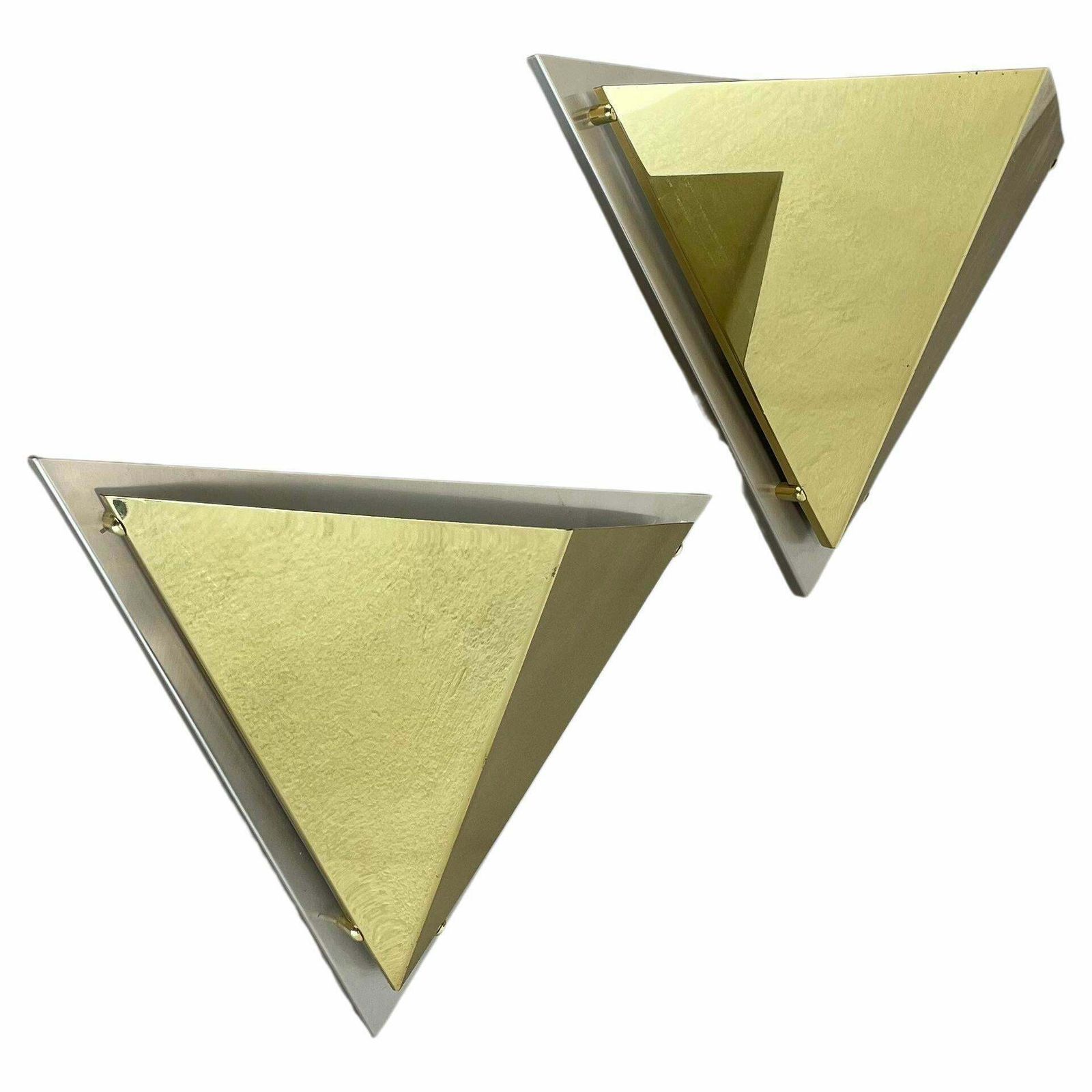 Set Of 2 Brass Sciolari Style Wall Light Sconces Bankamp Leuchten, Germany, 1980