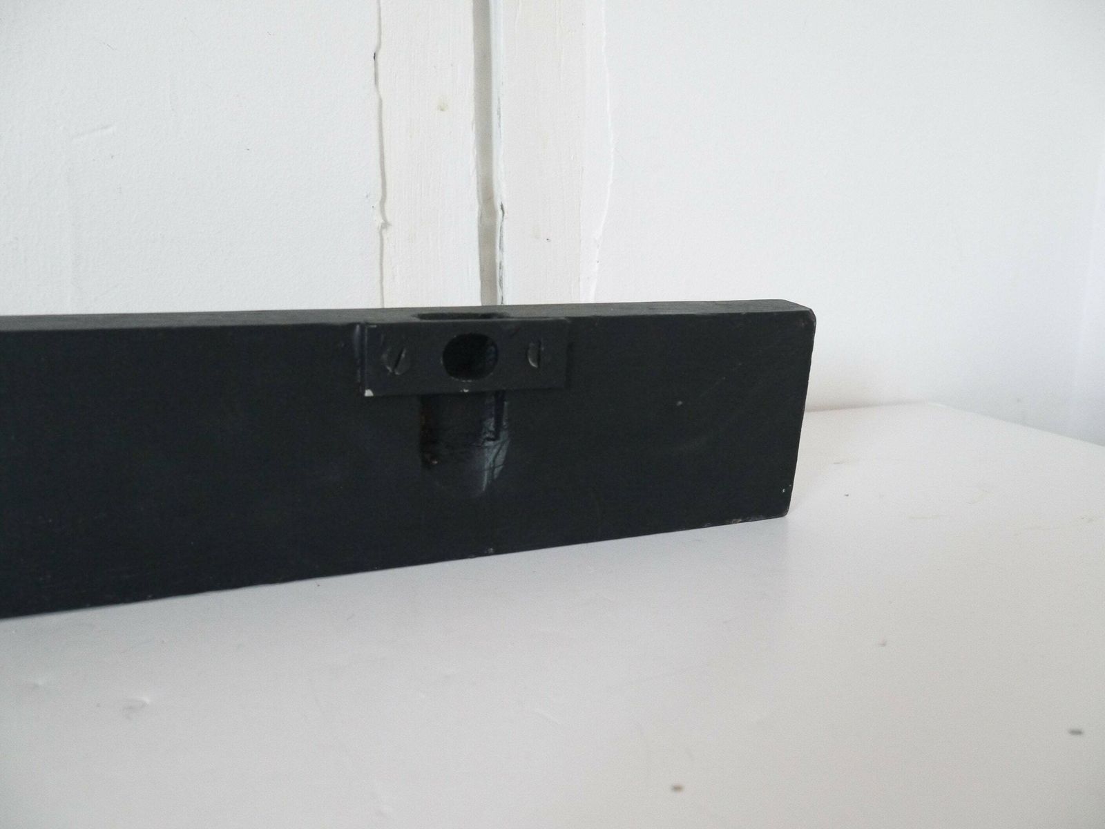 photo for sale French Wooden Black Coat Rack Farmhouse Primitive Paint Extra Long