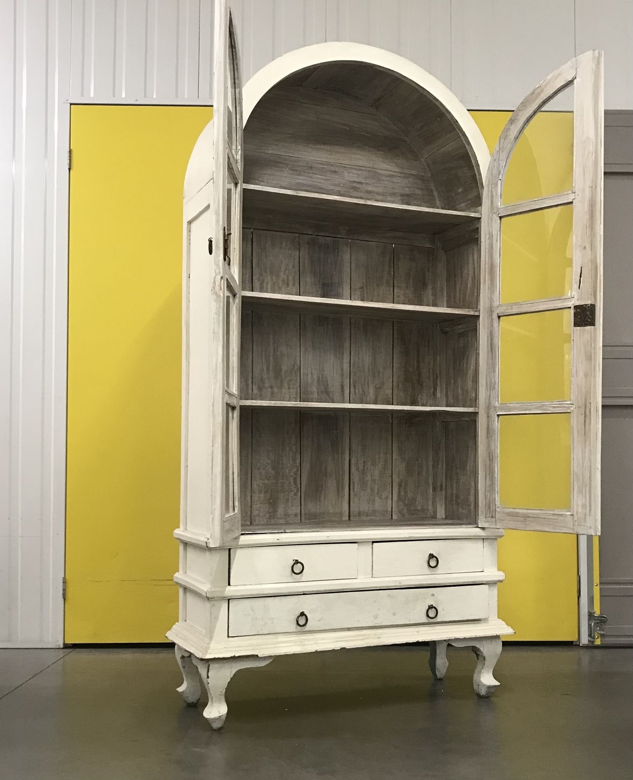 Antique French Dome Top White Armoire Display Cabinet photo buy