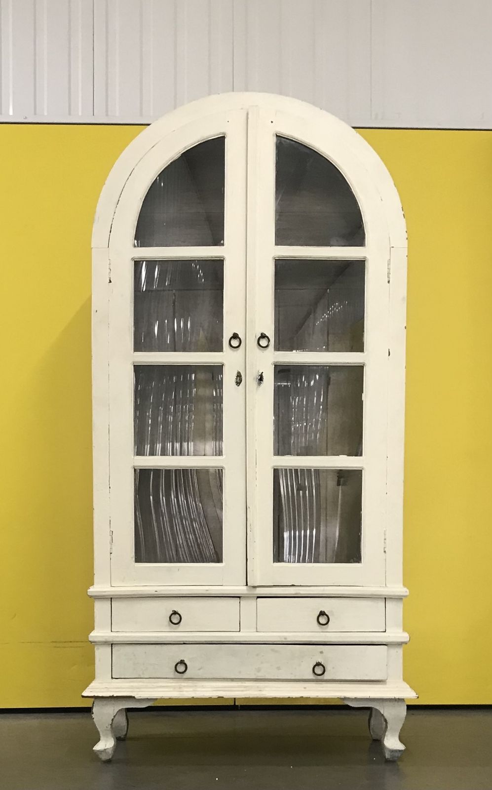 photo buy Antique French Dome Top White Armoire Display Cabinet