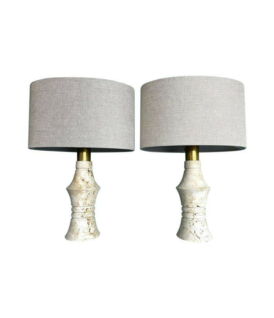 A Pair Of 1970s Sculptural Shaped Travertine Lamps By Fratelli Mannelli photo vinterior