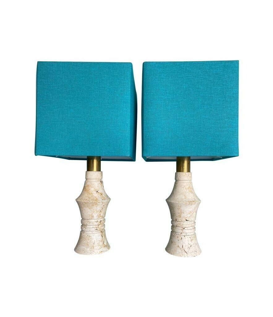 A Pair Of 1970s Sculptural Shaped Travertine Lamps By Fratelli Mannelli photo buy