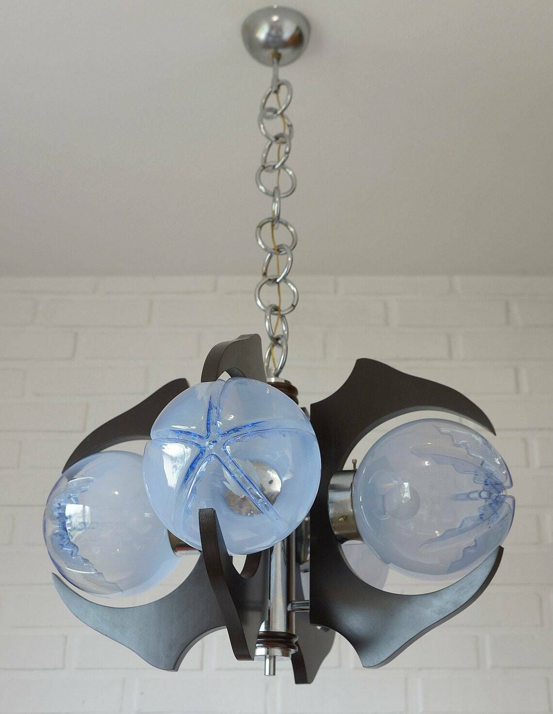 Vintage Pendant Light / Murano Mazzega Lamp / Light Fixture / Sputnik Brutalist / Mcm Chandelier / Mid Century Modern / Italy 1970s photo furniture