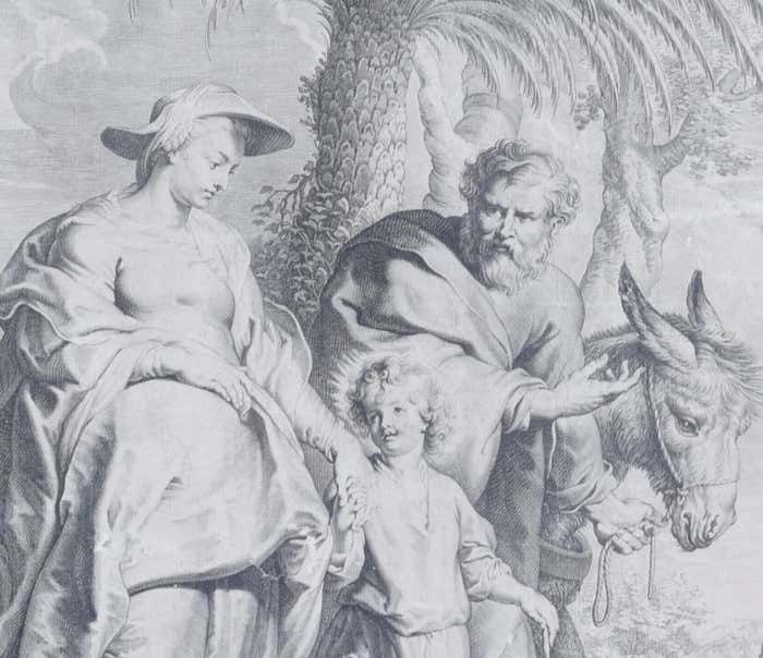 The Flight Into Egypt 17th Century Engraving After Rubens By Lucas Vorsterman 1620 photo furniture