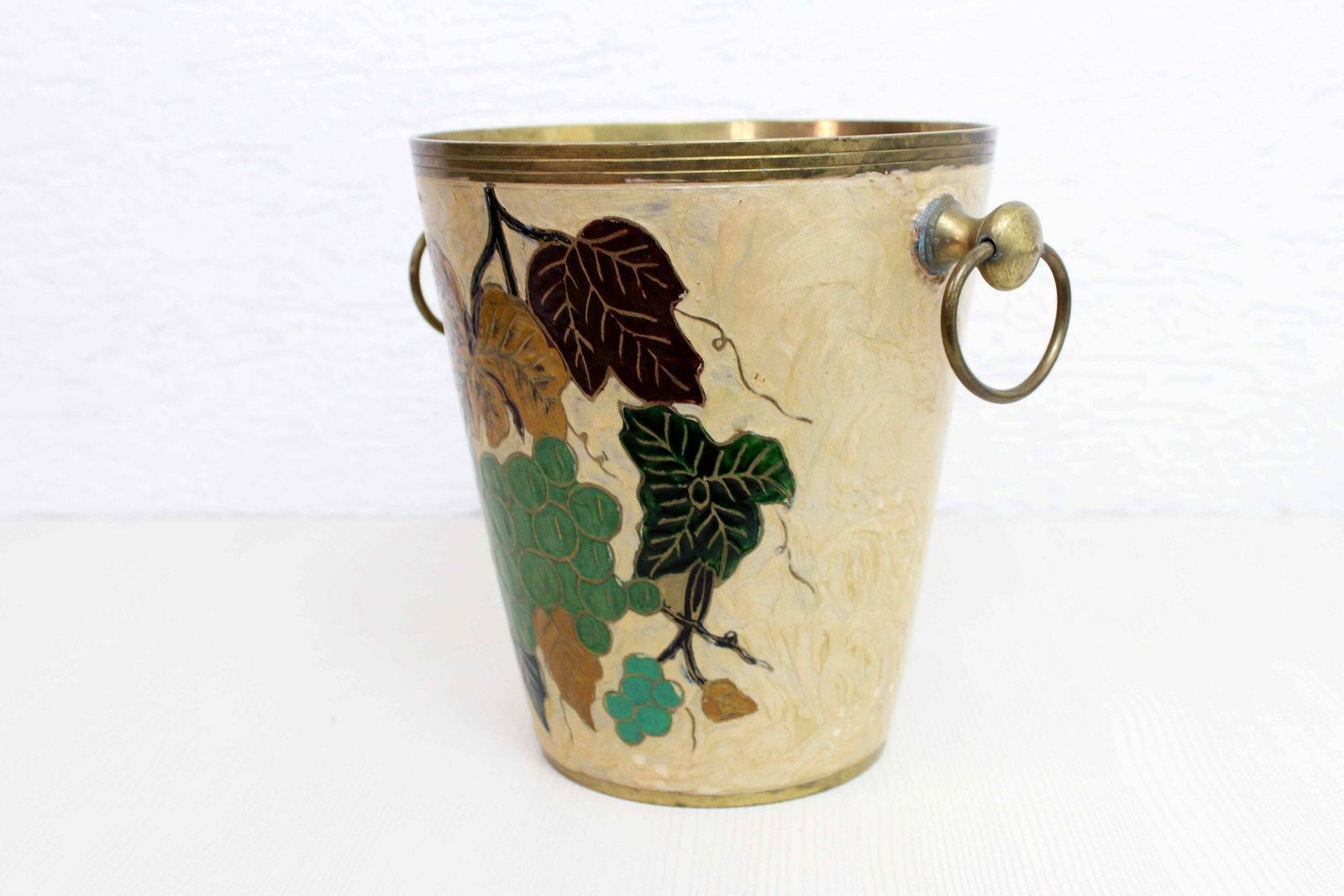 Brass Ice Bucket With Cloisonné Enamel Decoration, France 1960 photo for sale