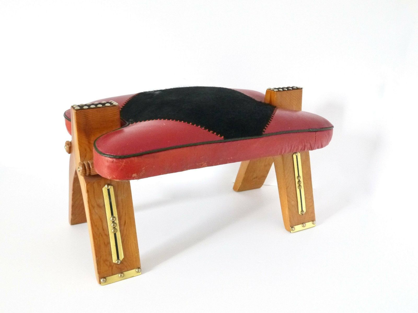 Mid Century Vintage Camel Foot Stool Ottoman