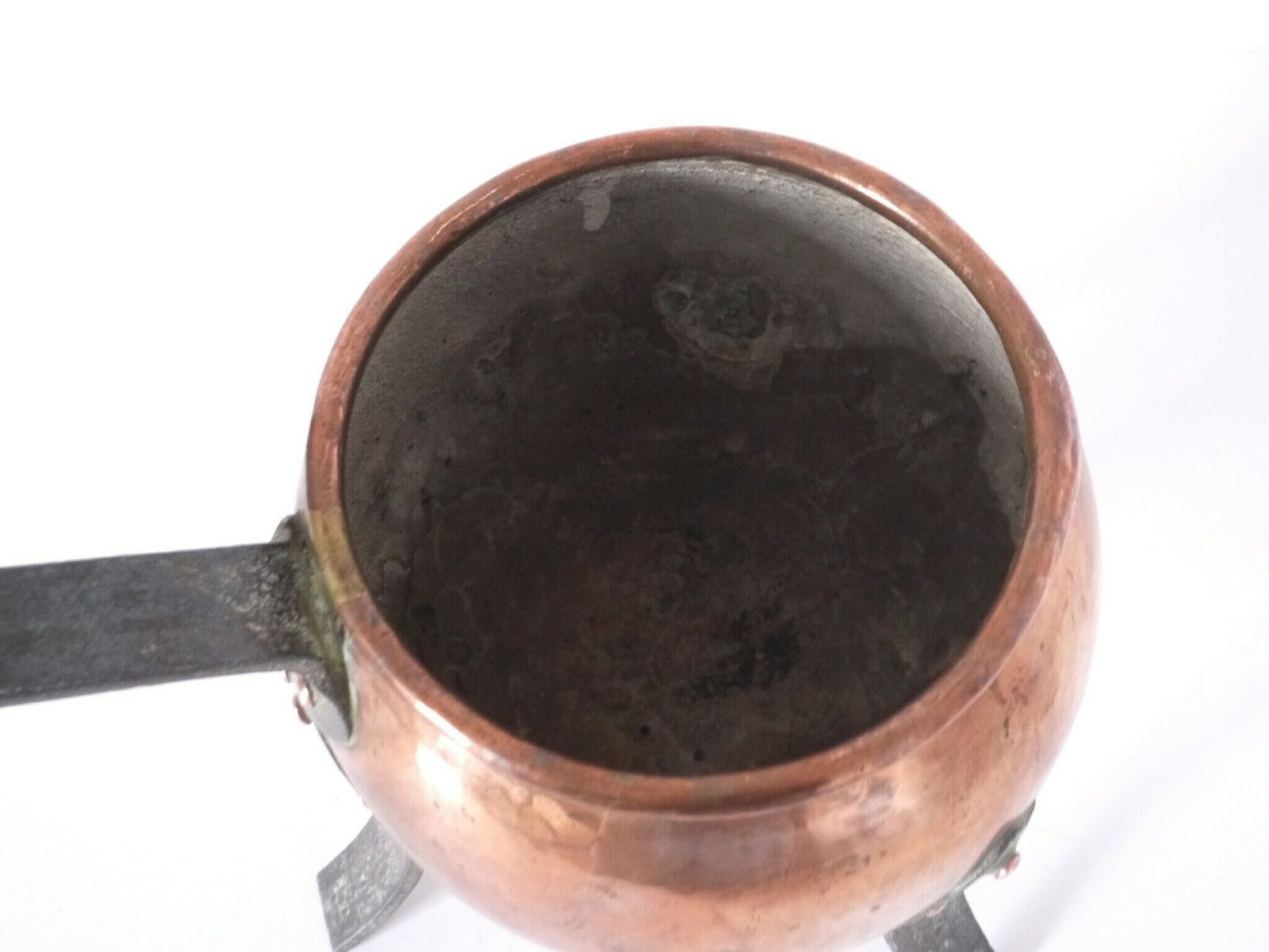 Copper Pot Chafing Dish With Iron Handle Iron Feet With Copper Rivets Fondue Dish photo buy