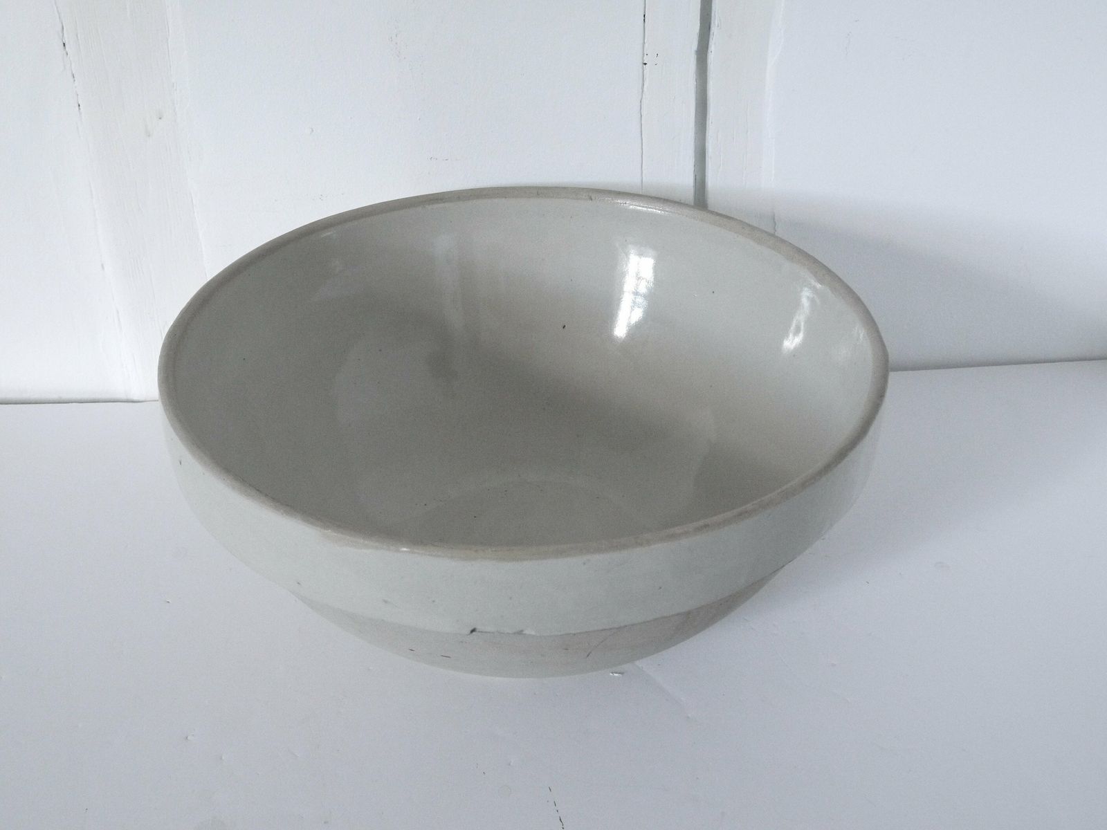French Mixing Bowl Extra Large Mixing Bowl, Primitive Pottery Kitchen Jatte, Tian French Farmhouse Stoneware photo for sale