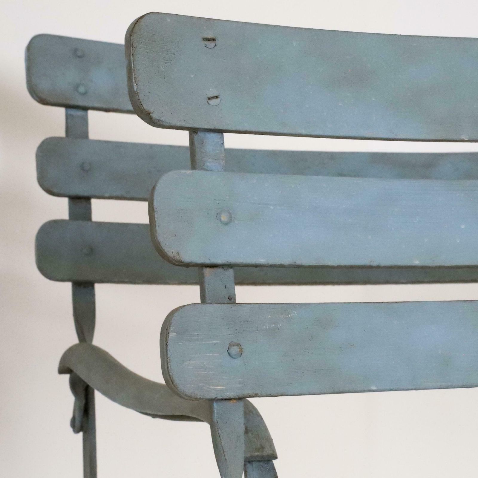 Set Of 4 Painted Iron & Wood Folding Garden Armchairs photo Furniture