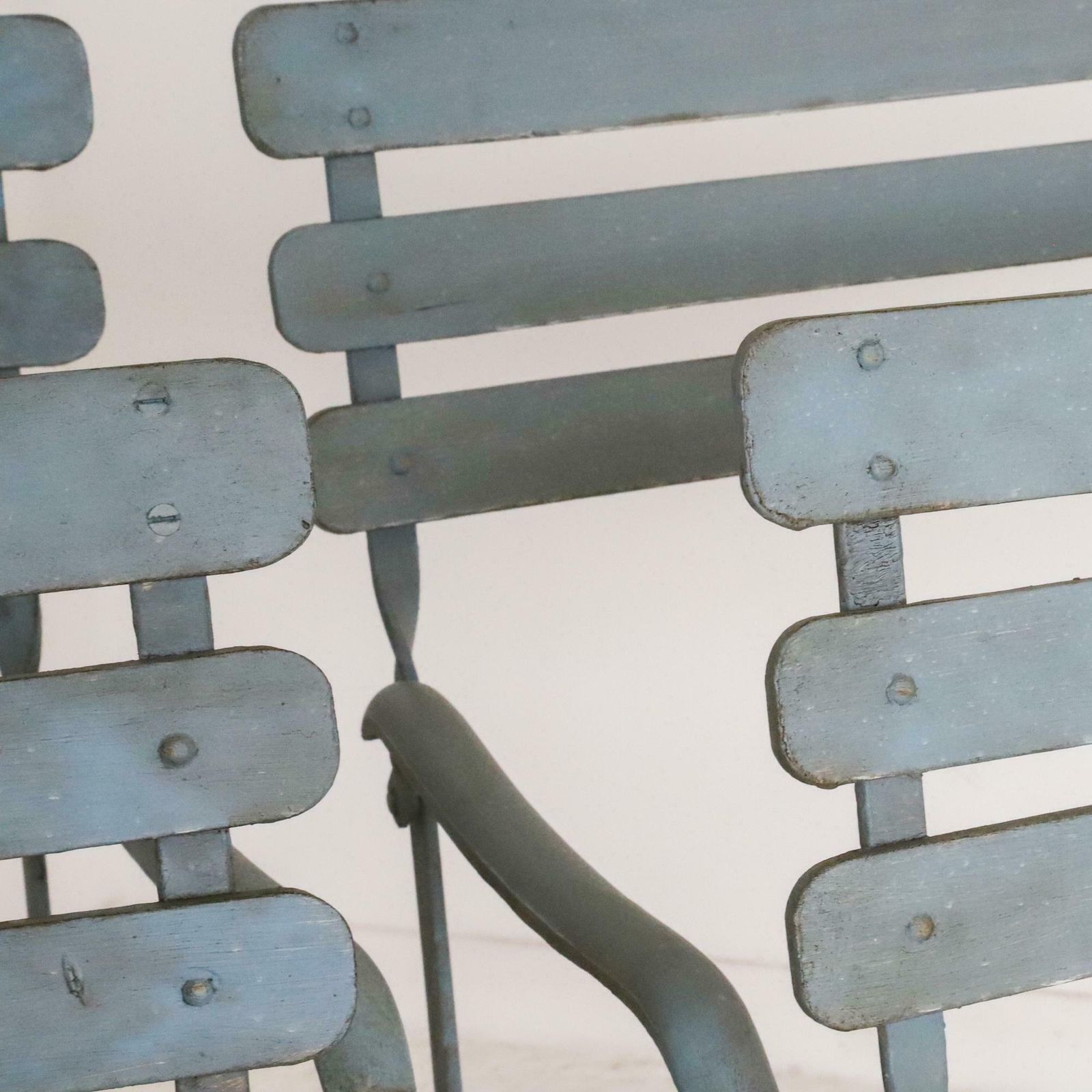 Set Of 4 Painted Iron & Wood Folding Garden Armchairs photo 1400.0