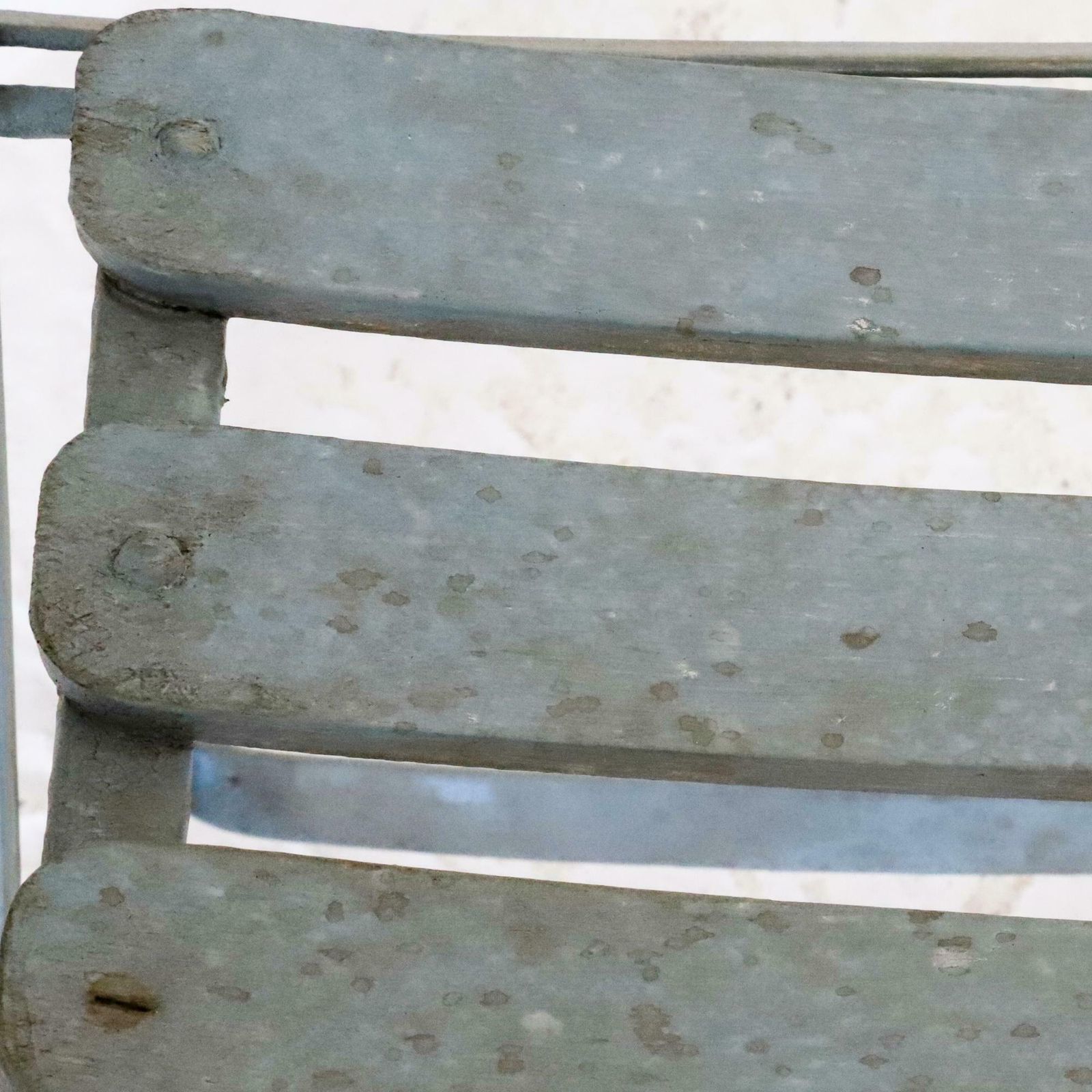 photo for sale Set Of 4 Painted Iron & Wood Folding Garden Armchairs