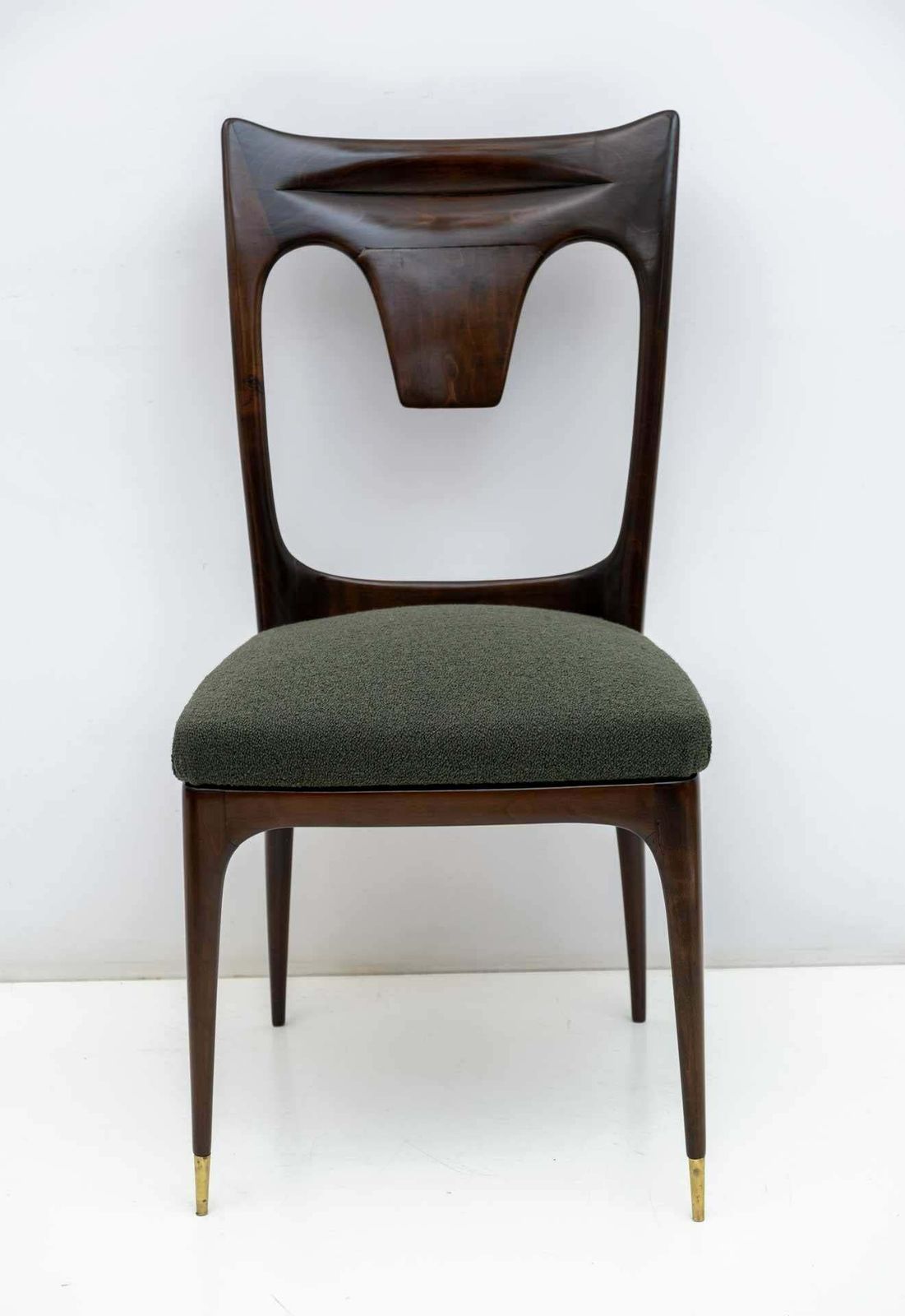 Ico & Luisa Parisi Midcentury Modern Italian Walnut And Bouclè Dining Chairs 50s photo for sale