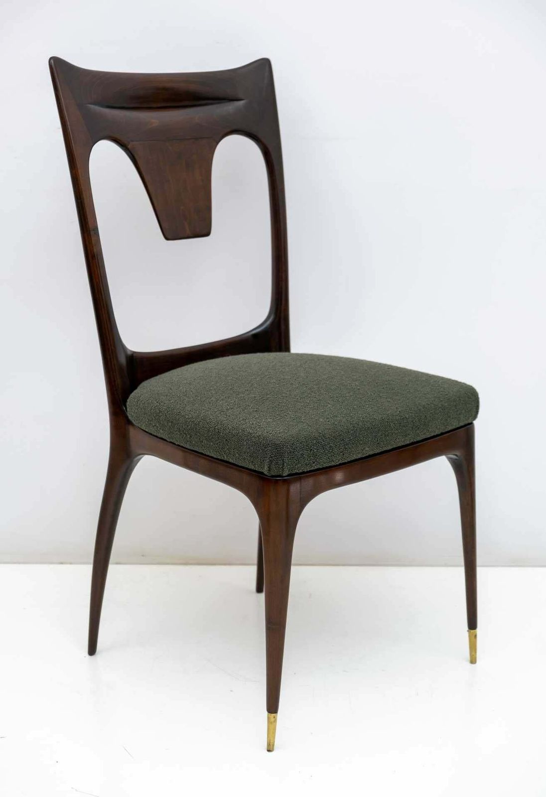 Ico & Luisa Parisi Midcentury Modern Italian Walnut And Bouclè Dining Chairs 50s photo buy