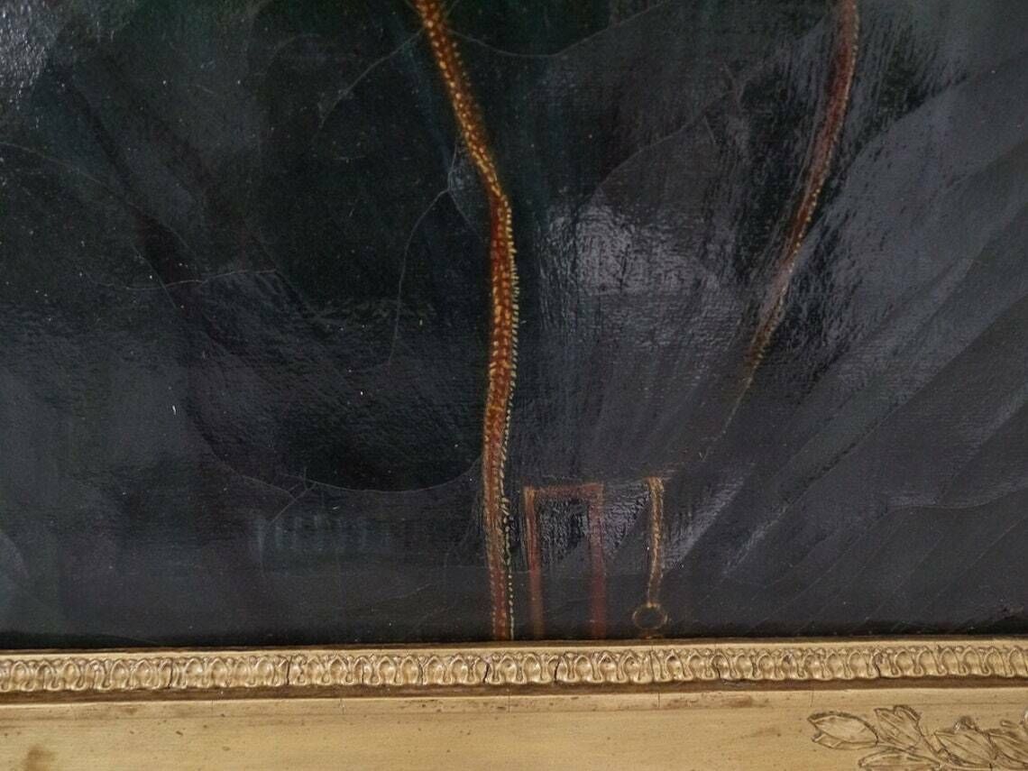 photo for sale French Oil Portrait Painting 19c Women In Green Velvet Dress