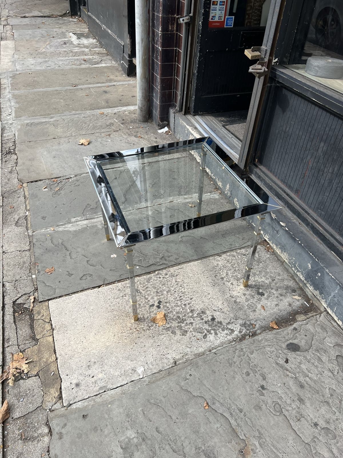19070s Harrods Chrome And Glass End Table photo for sale