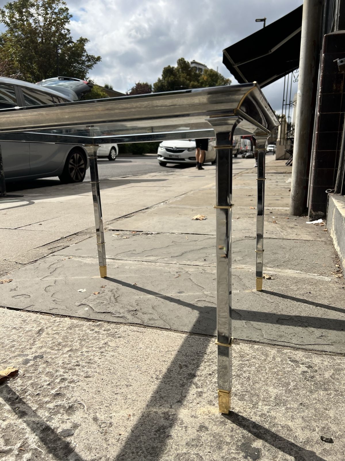 photo for sale 19070s Harrods Chrome And Glass End Table