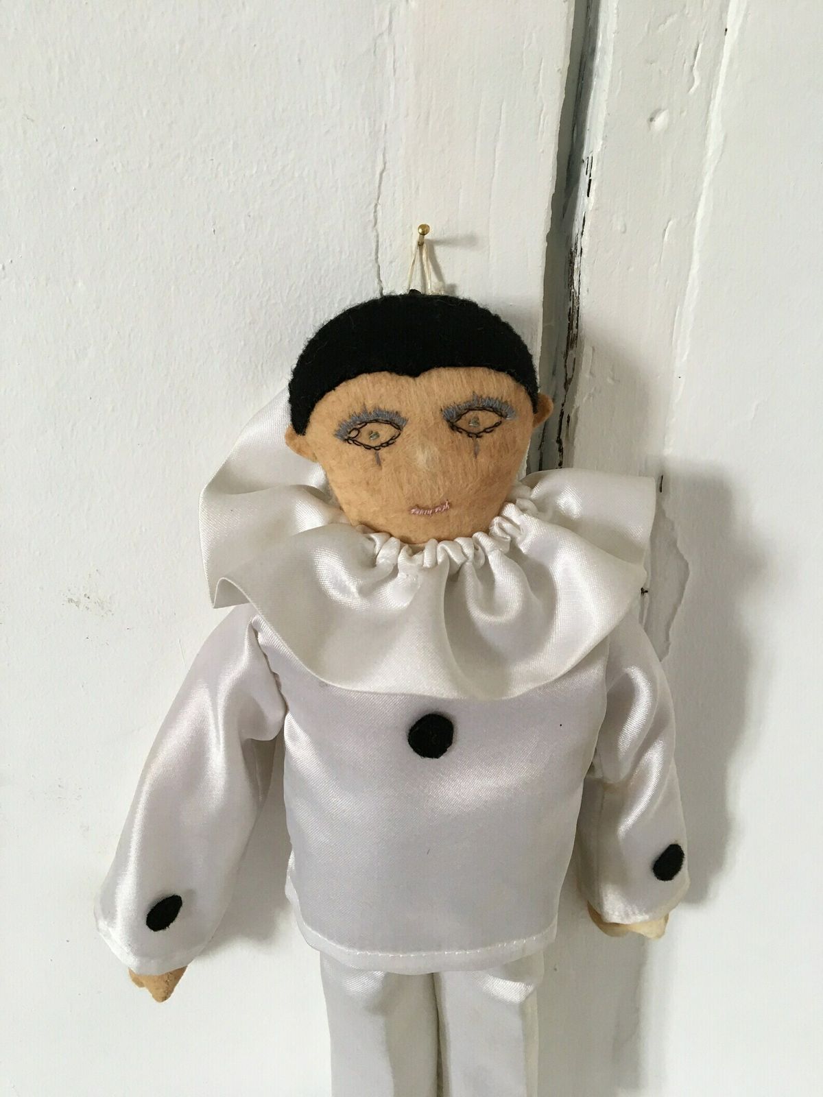French Antique Primitive Pierrot Doll Handmade Pantomime Marcel Marceau Dolls Harlequin photo furniture