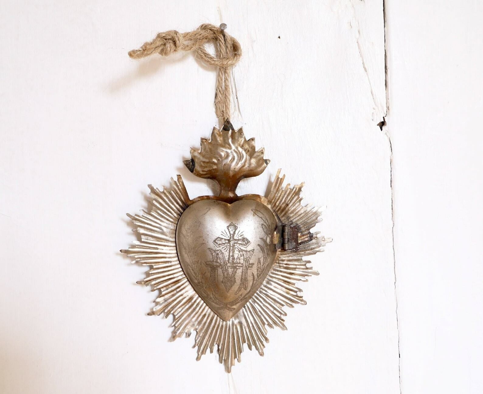 Sacred Heart Milagro Ex Voto Reliquary Relic Religious Art photo for sale