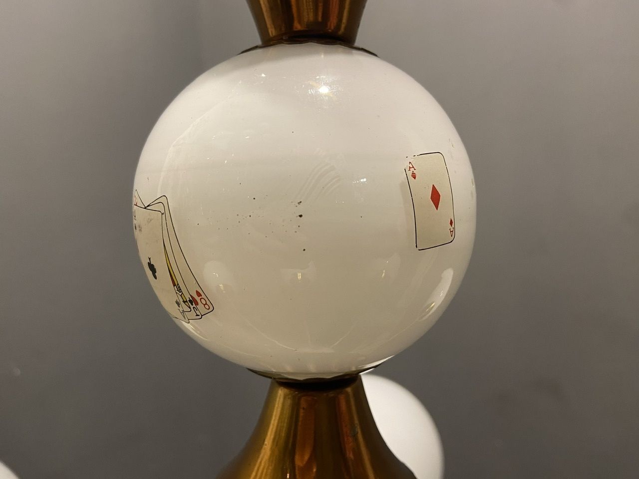 1960’s Sputnik Brass Opaline Glass Chandelier 6 Lights photo vintage