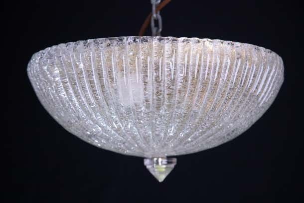 Trasparent And Gold Glass Murano Ceiling Light By Barovier & Toso Style , 1960 photo vintage