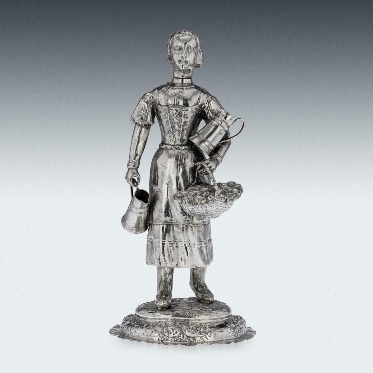 19th Century German Solid Silver Figure Of A Fruit Seller, C.1880 photo buy