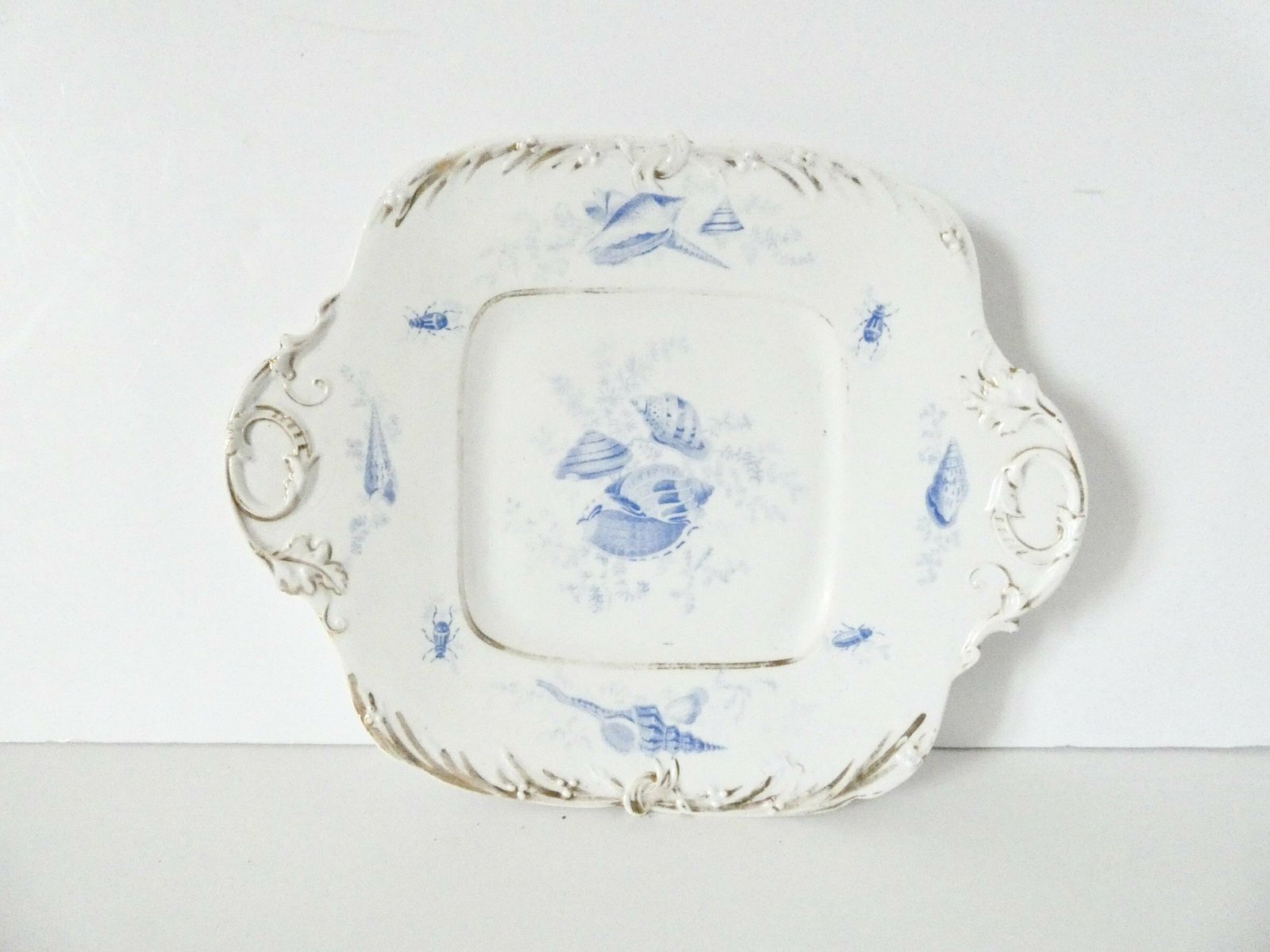 French Vintage Blue And White Porcelain De Paris Serving Display Plate