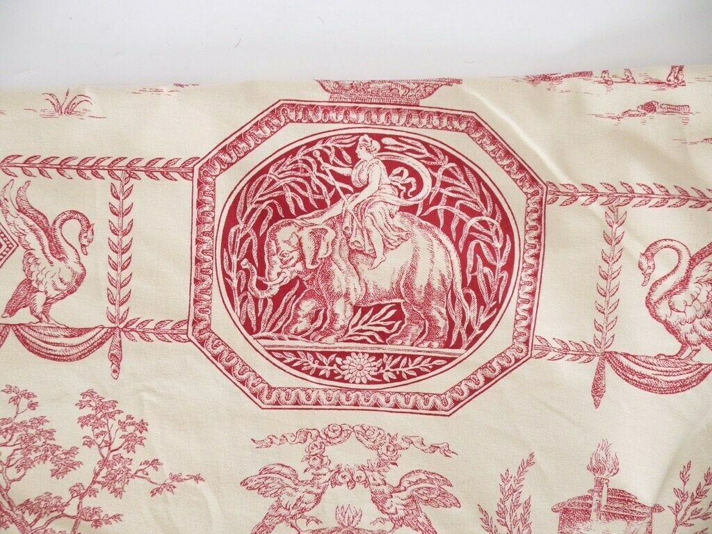 French Antique Tablecloth Provencal French Toile De Jouy 32in Long Round Tablecloth photo vintage