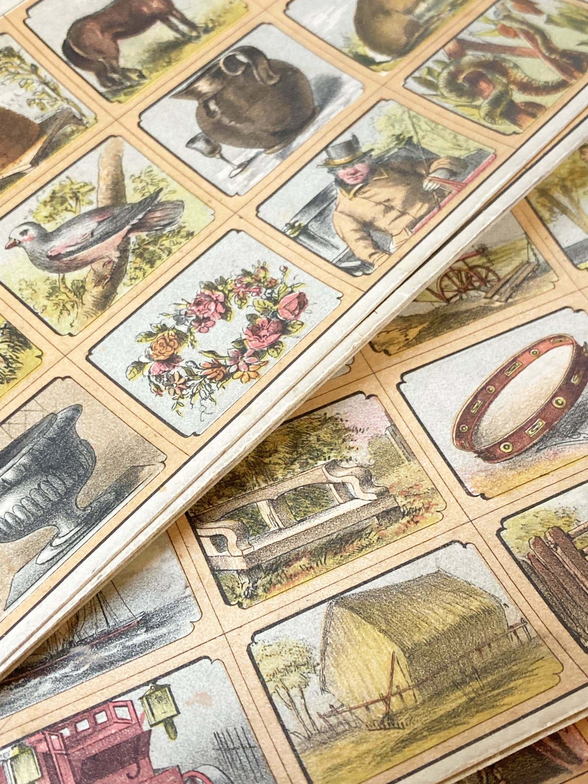 Victorian French/English Picture Loto Game photo for sale