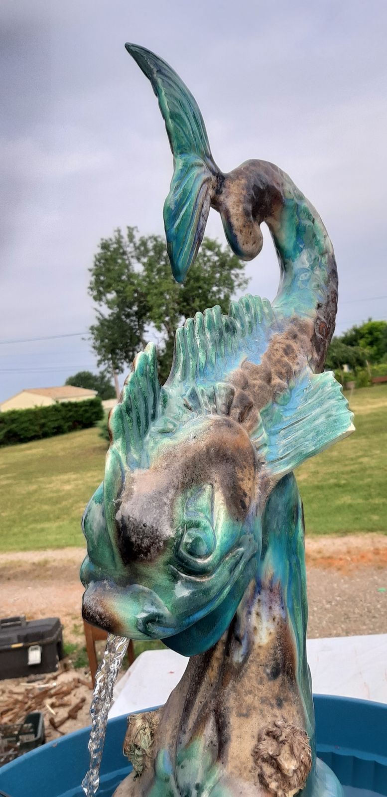 Fountain Faience Of Vallauris "Dauphin" photo vinterior