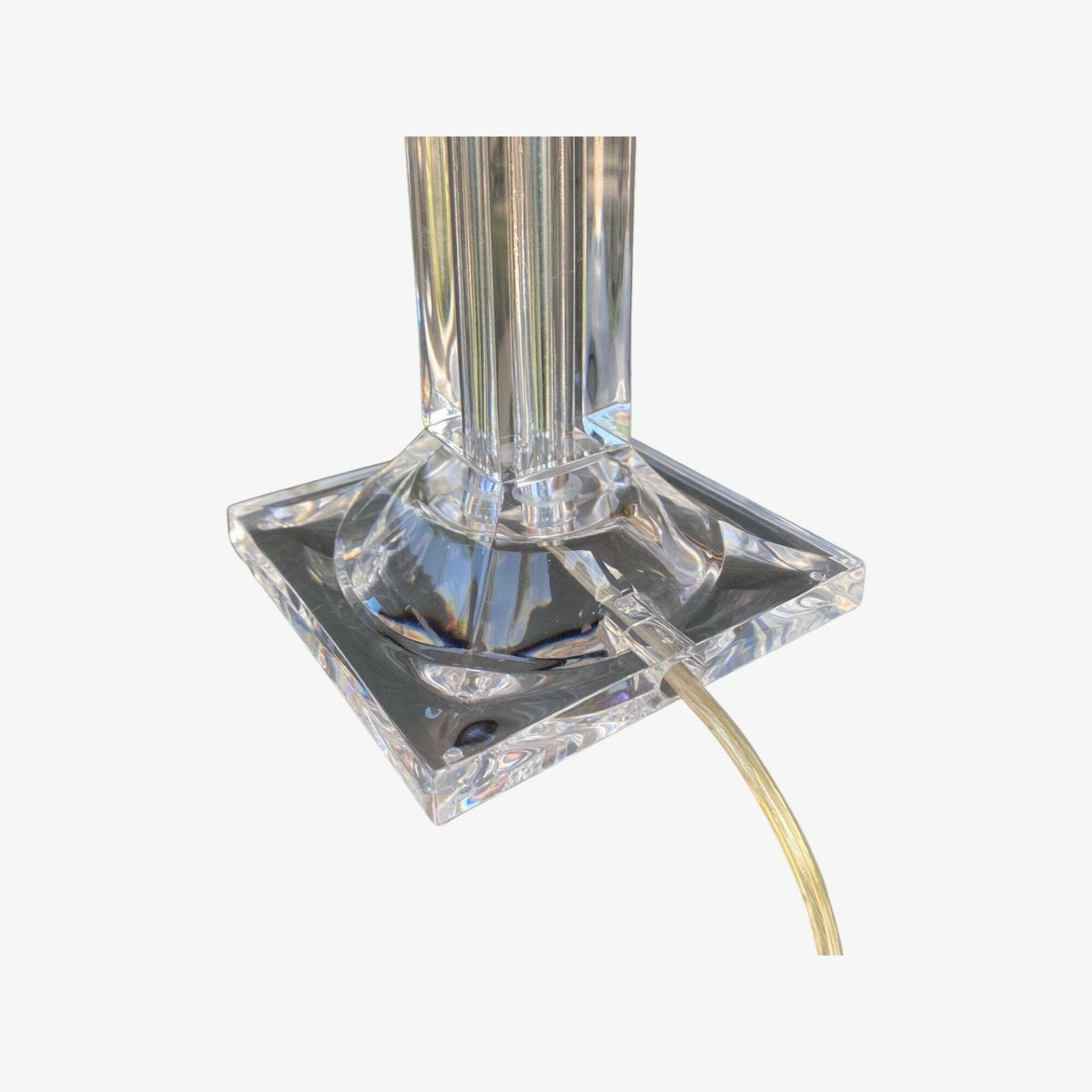 1970s Vintage Plexiglas Light | Mid Century Modern Light With Black Lampshade | Transparent Plexi Glass Retro Table Light / Table Lamp photo vinterior