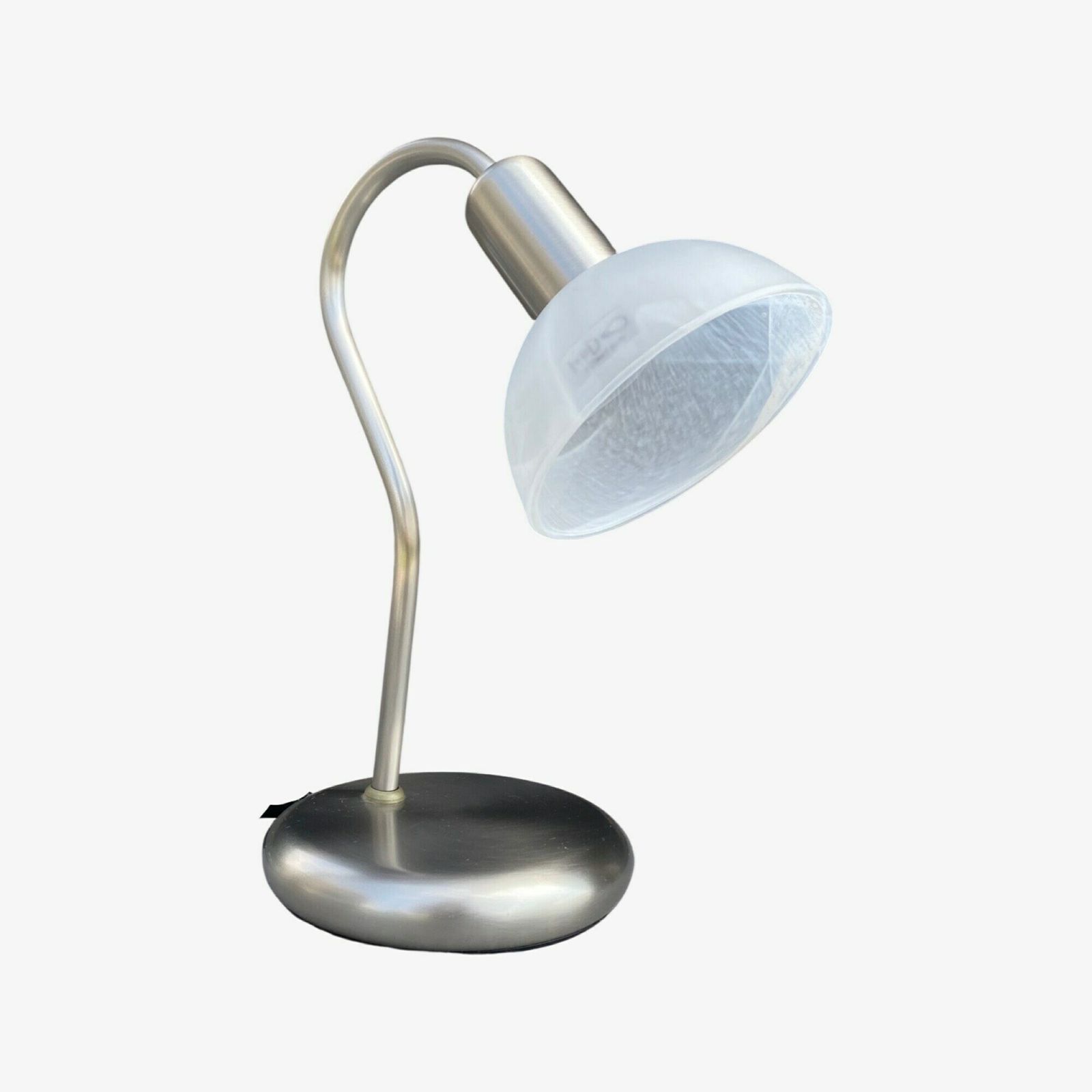 2 Retro Brilliant Night Lights | Brushed Chrome Metal Table Lights With Alabaster Glass Shades | Set Of 2 Mid Century Night Lights 1970s photo Lighting