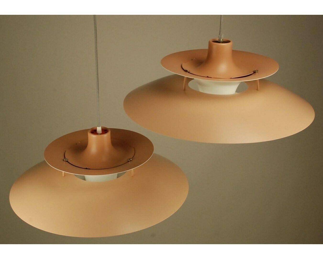 2 Beige Louis Poulsen Ph5 Pendant Lights 1970s | Color: 4 Shades Of Beige photo for sale