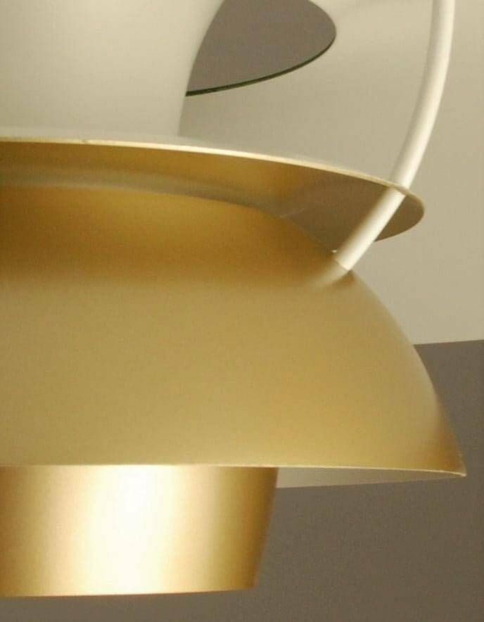 Set Of 2 Vintage Louis Poulsen Pendant Lights | Gold/Green/White | Original Vintage With Brand Label photo furniture
