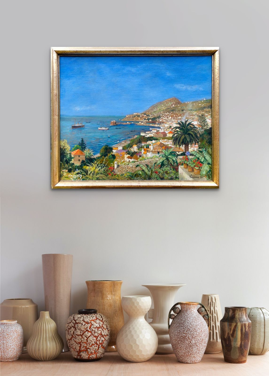 Alfred Kunze, Chemnitz 1866 – 1943, German Painter, View Of Funchal – Madeira, Oil On Canvas photo for sale