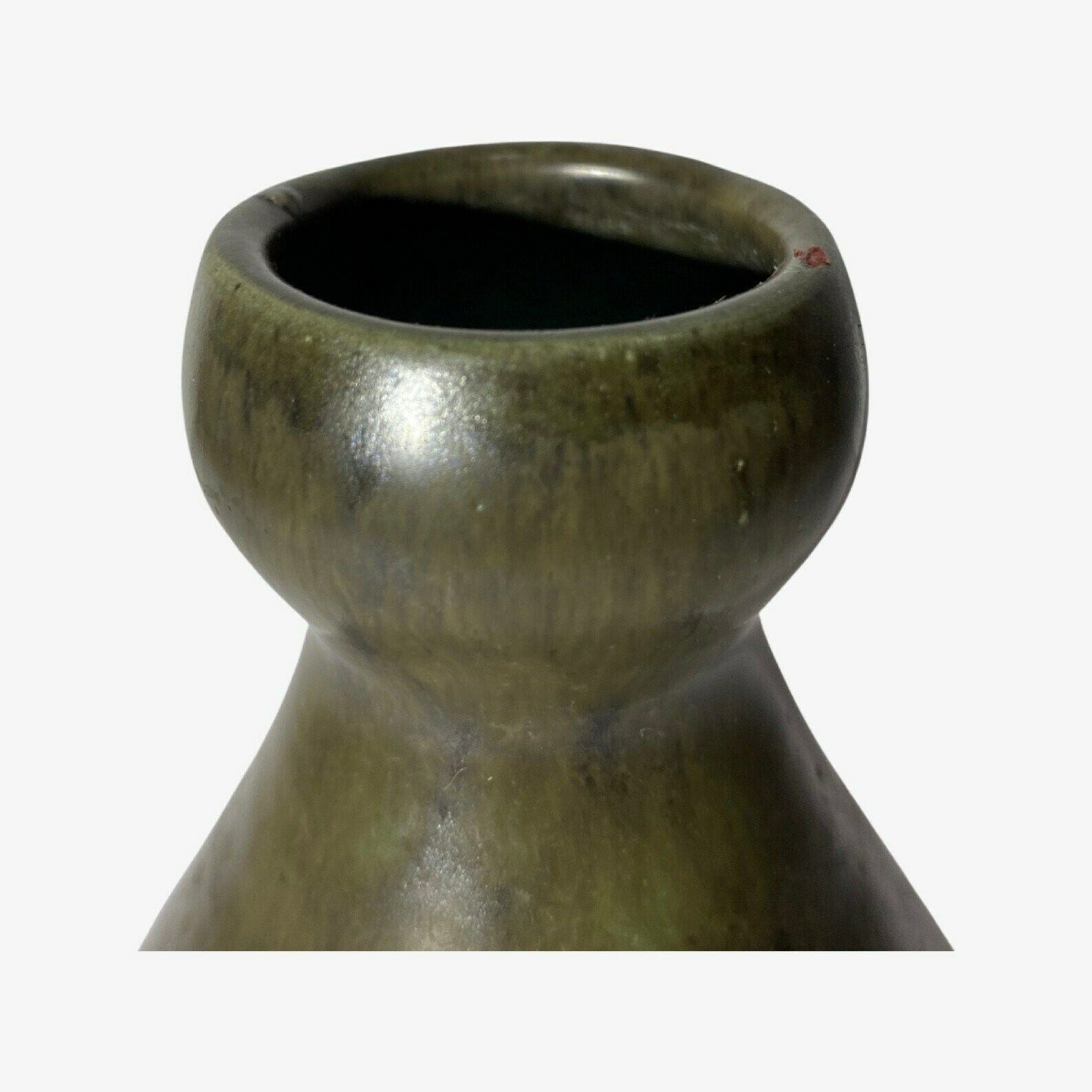 Earth Green Retro Vase   Design By F. Gluds Stentoj From Denmark | Deep Nature Green Little Ceramic Vase | Handmade Ceramic Pottery photo Home Decor