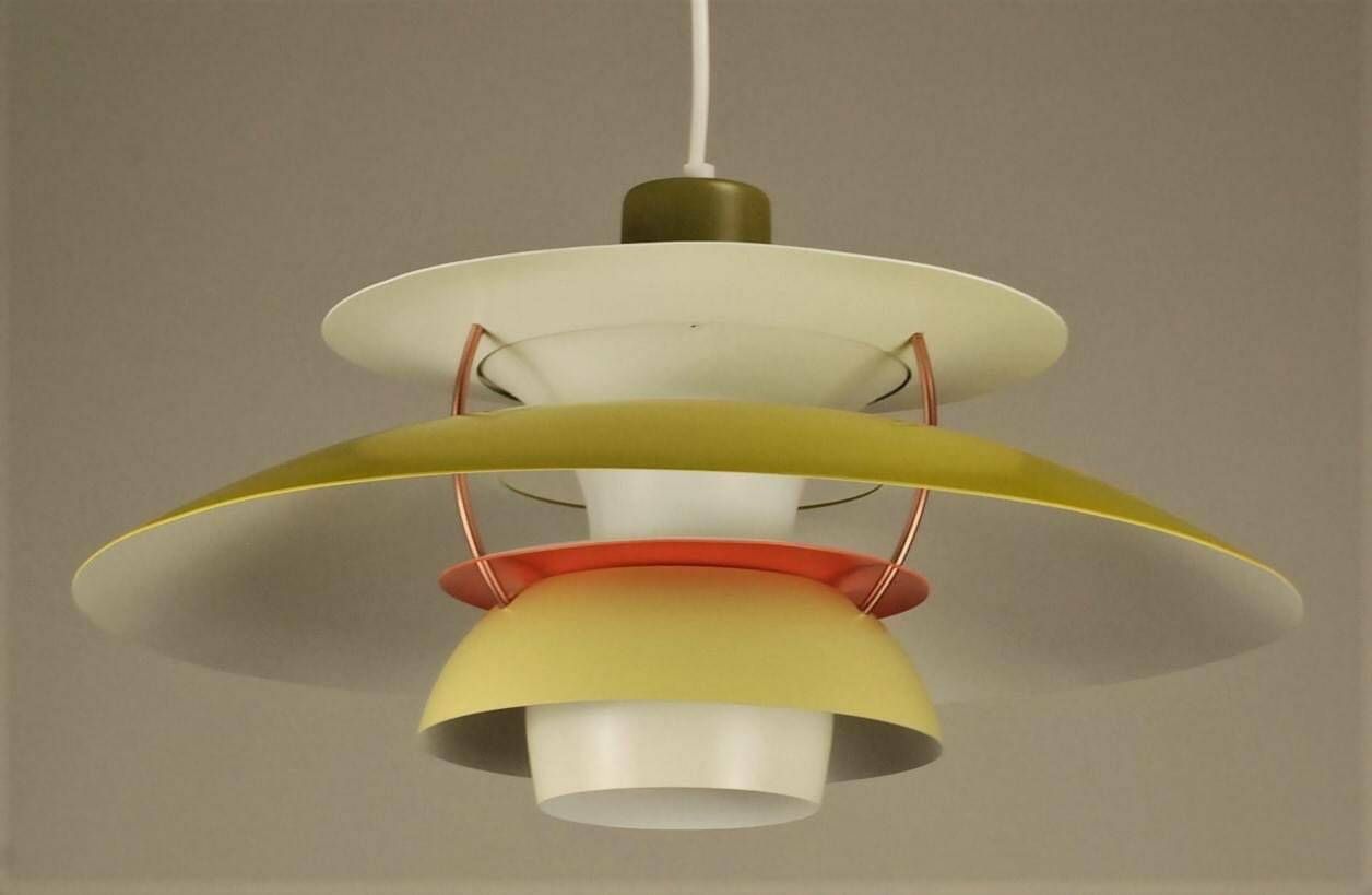 Louis Poulsen Ph5 Pendant | Vintage 1970's 'Green/Orange/Yellow' | Design By Poul Henningsen photo furniture