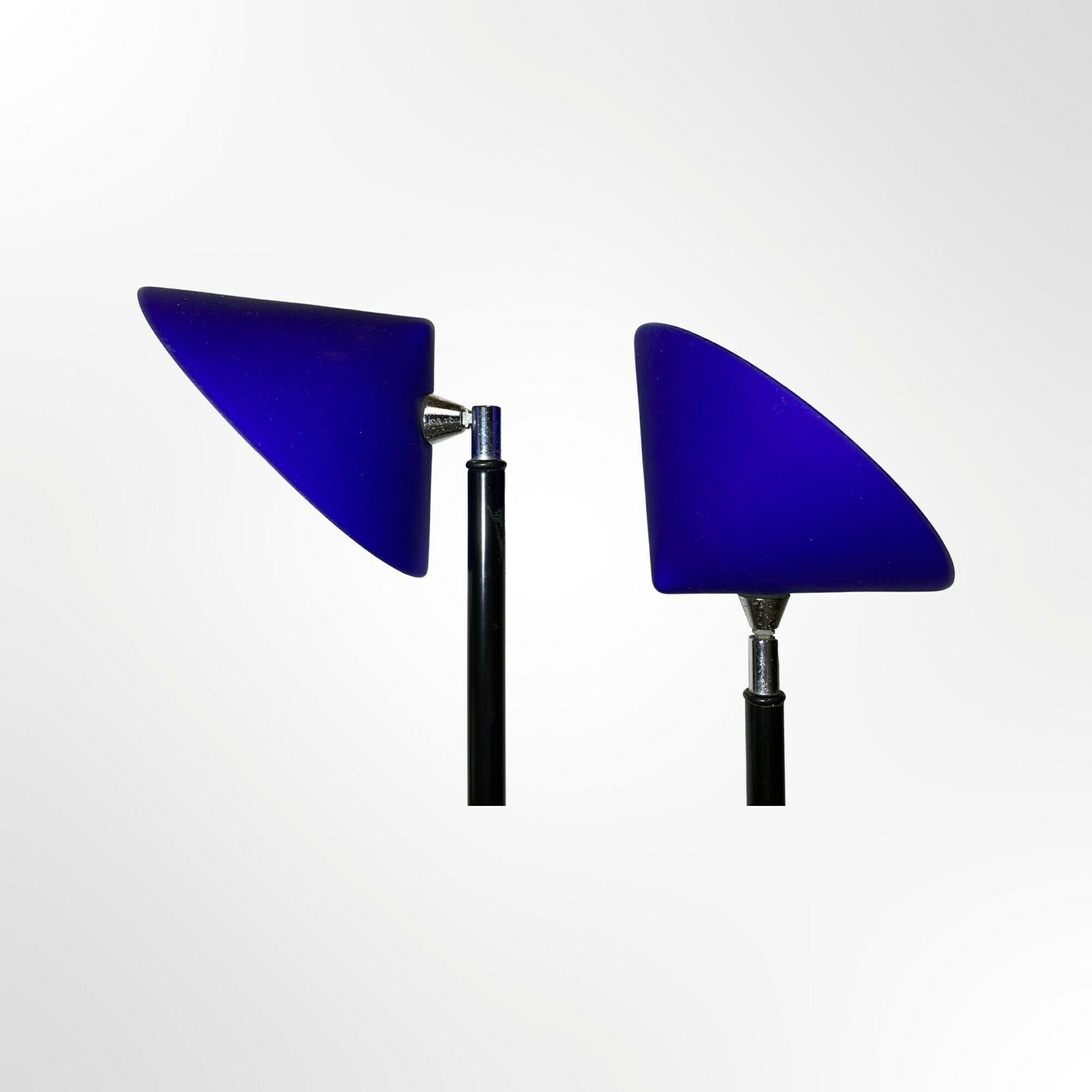 photo for sale Rare La Relco Italy Floor Lamp | Vintage Floor Lamp With Blue Murano Glass Shades | Black Metal Floor Lamp | Relco Milano Made In Italy