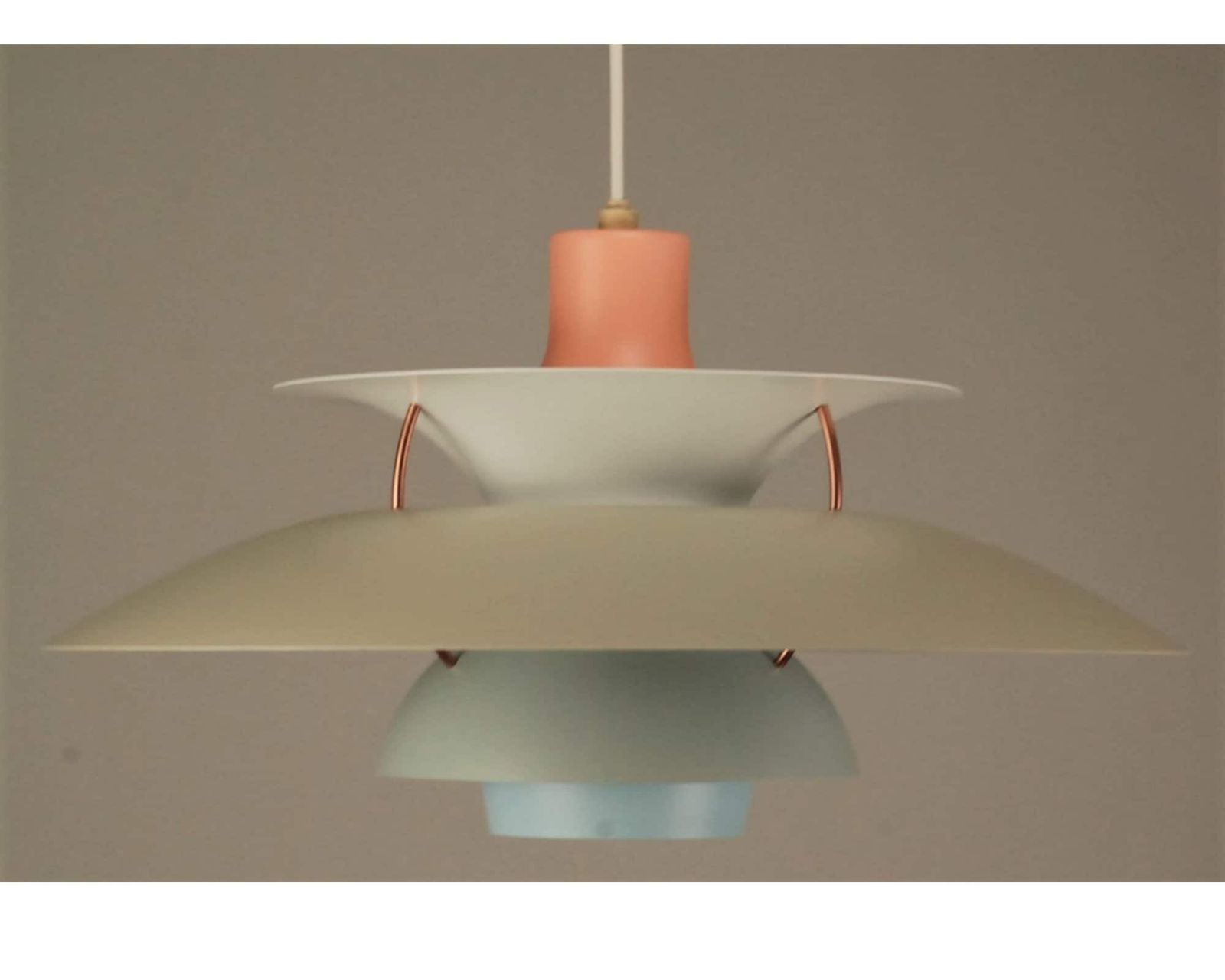 Ph5 Louis Poulsen Pendant Light | Vintage 1970's 'Peach, Sand, Grey, Light Blue'