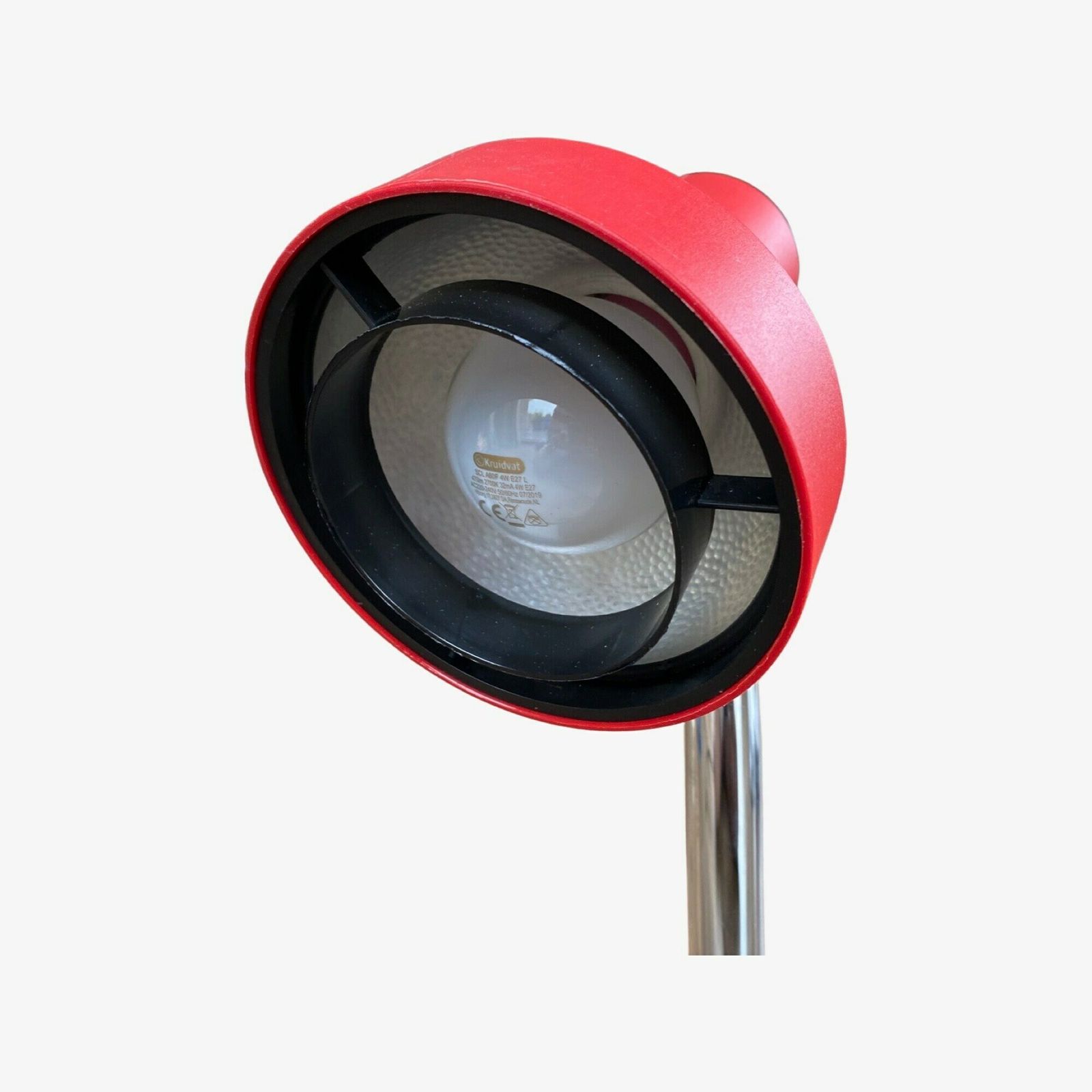 2 In 1 Rare Retro Desk Lamp & Pen Tray In One | Dutch Design Light By Hema | Red/Black Plastic Mid Century Modern Table Lamp photo vinterior