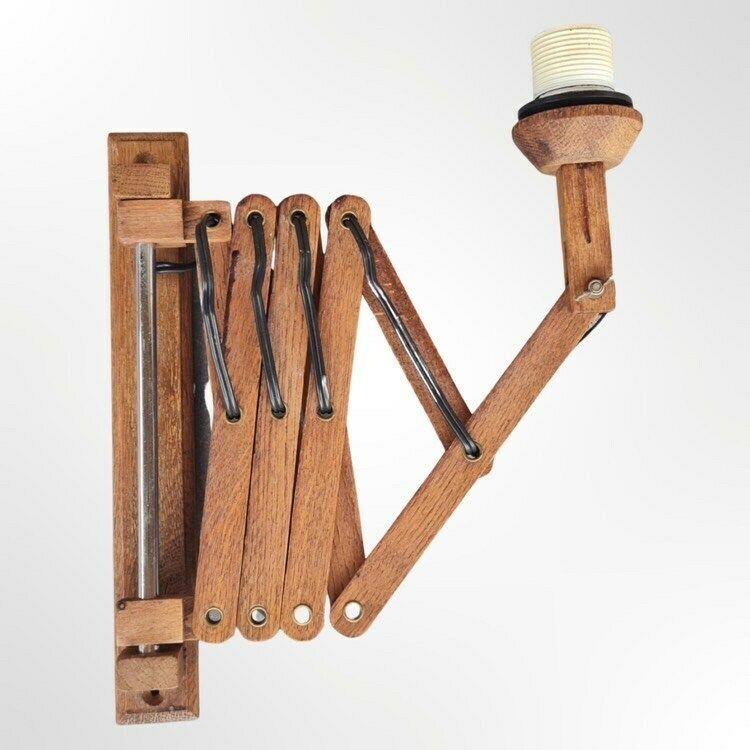 Danish Wooden Telescopic Wall Sconce Light | 1970s Mid Century Teak Wood Scissor Lamp | Made In Denmark | Scandinavian Designer Scissor Lamp photo 430.0