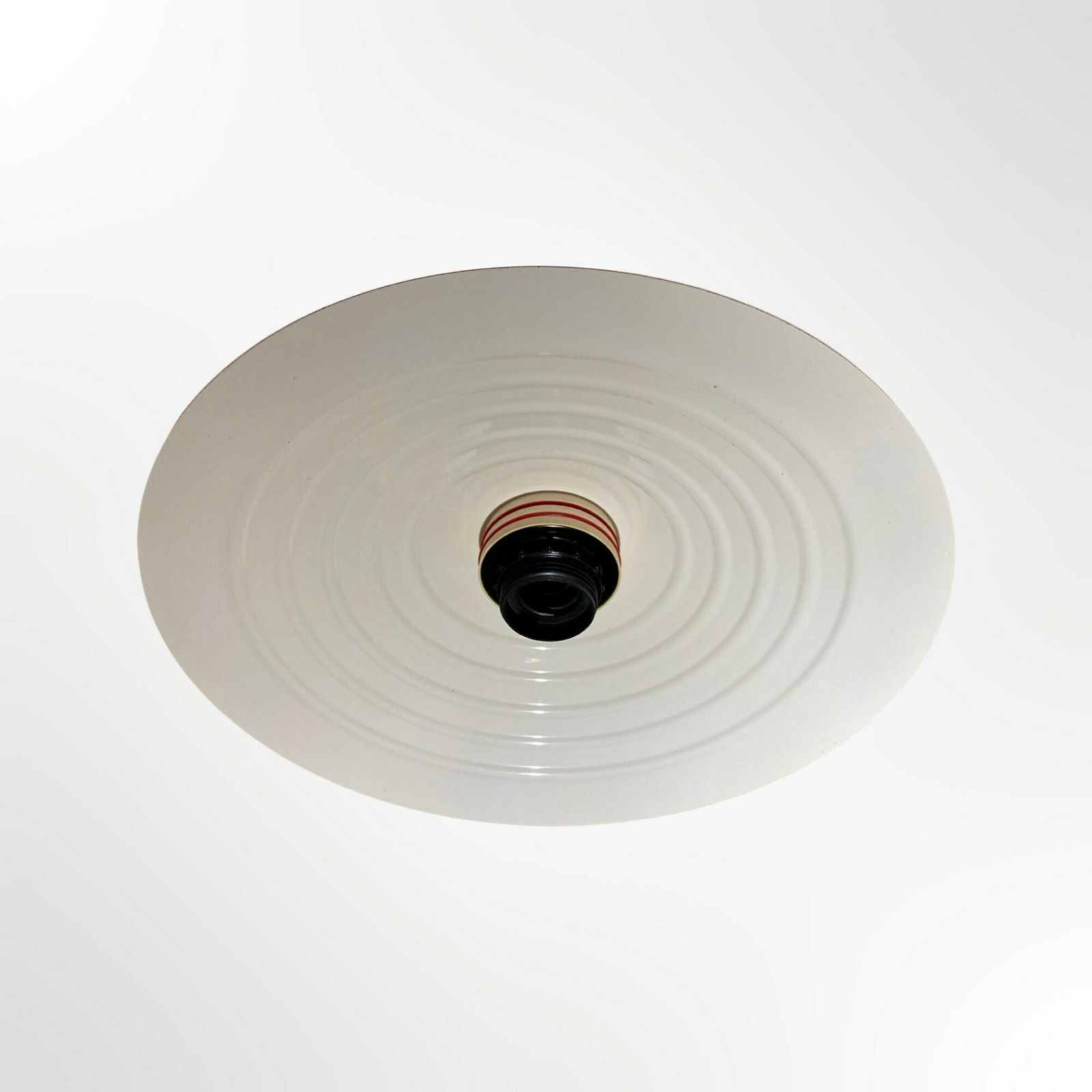Vntg Danish Design 'Happy Light' | Mid Century Metal Pendant Light | White Steel Hanging Lamp Made In Denmark | Midcentury Danish Modern 60s photo Lighting