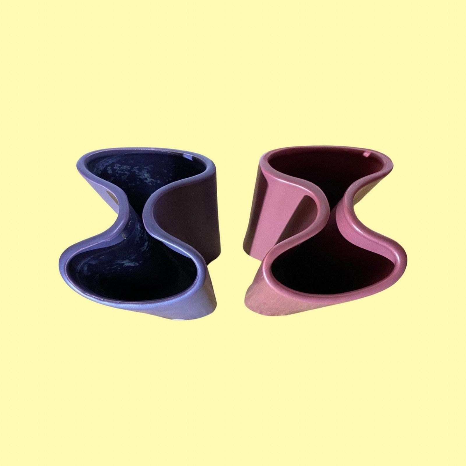 photo furniture Set Of 2 Retro Pink/Purple Vases Made In Denmark | Fn Art Denmark Ceramic Pottery Vases | Scandinavian Pottery   Ceramic Planter Pink Purple