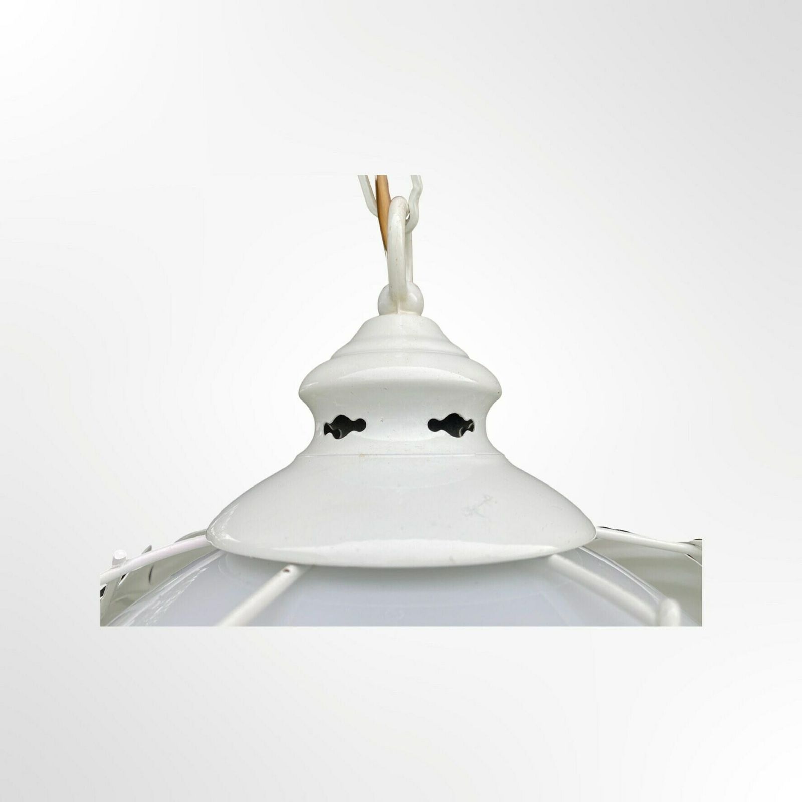 Vintage Milk Glass Globe Pendant Light   Hollywood Regency Style Lamp With White Metal Leafs   Vintage Ceiling Lamp photo vintage