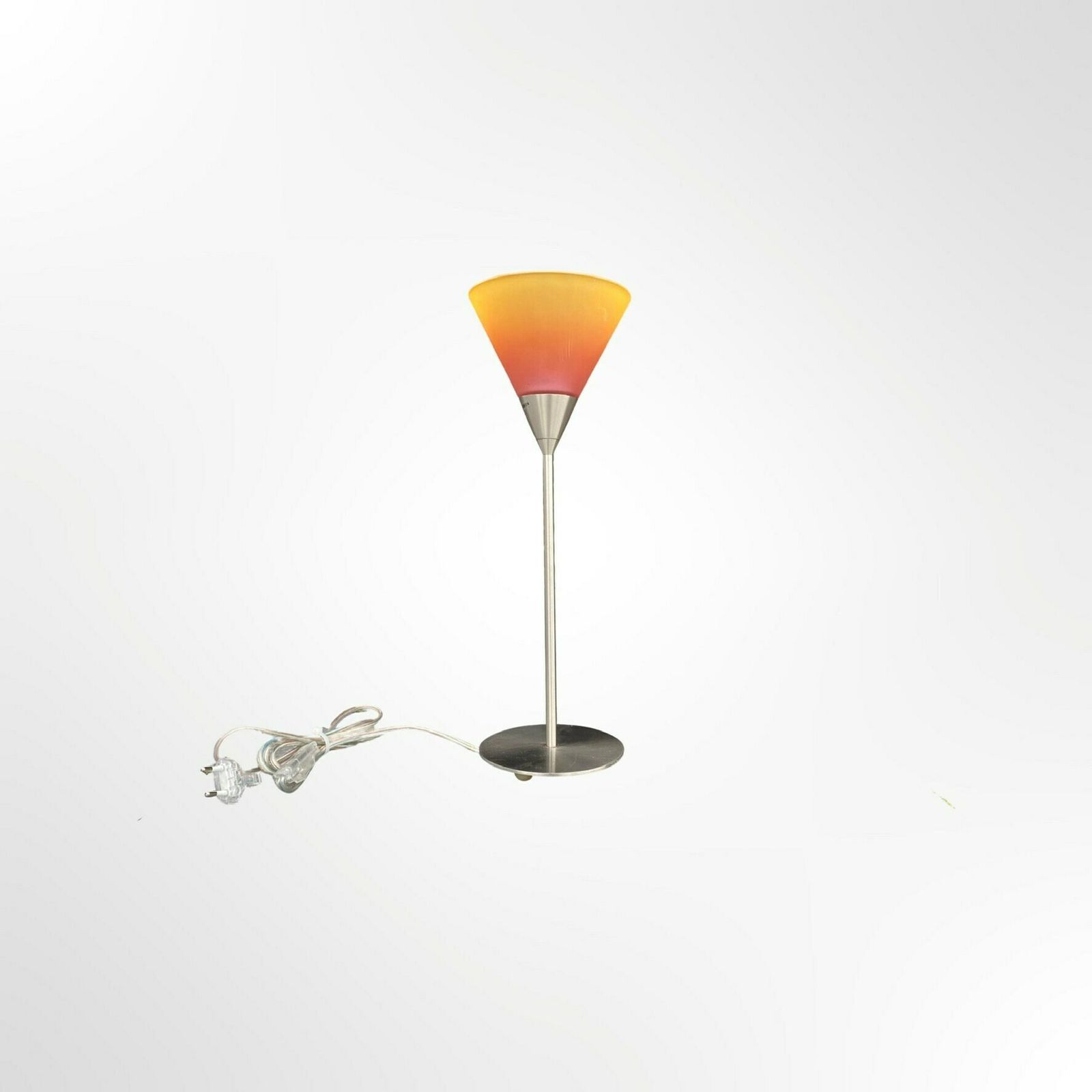 Vintage Table Lamp   Glass Vintage Table Lamp   Table Light Vintage   Orange/Yellow Glass Shade With Brushed Metal Base   Massive Design photo for sale